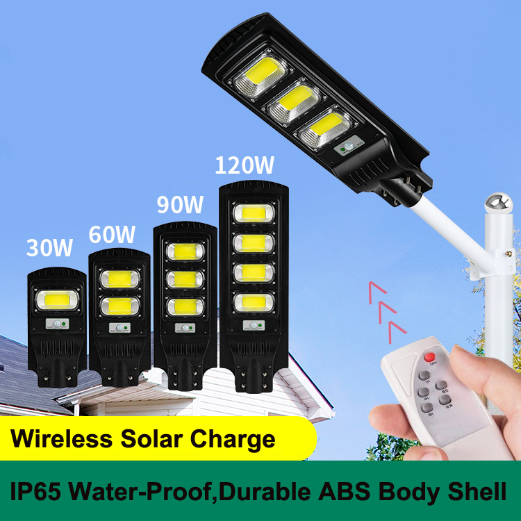 30/60/90/120W COB IP65 Waterproof Solar Street Light with Remote Controller and pole