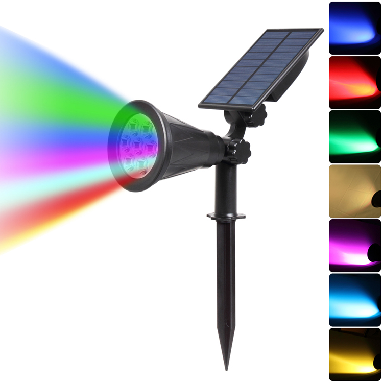 RGB 7 LED Solar Spot Lawn Lamp For Garden Lighting