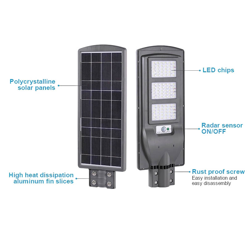 30W 60W 90W Modern Intergrated Abs Solar Street Light With Remote Controller and pole