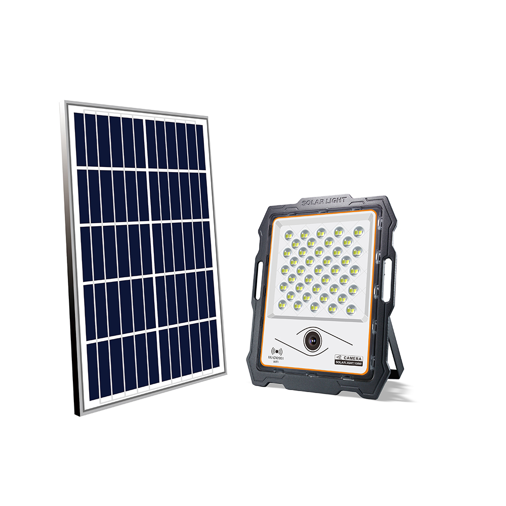 CCTV Diecasting aluminum solar flood light with camera 100w 200w 300 400w all in two