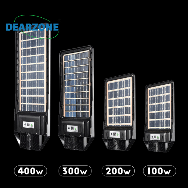 New Commercial Public Induction Post Light 100w 200w 300w 400w All In One LED Solar Street Light