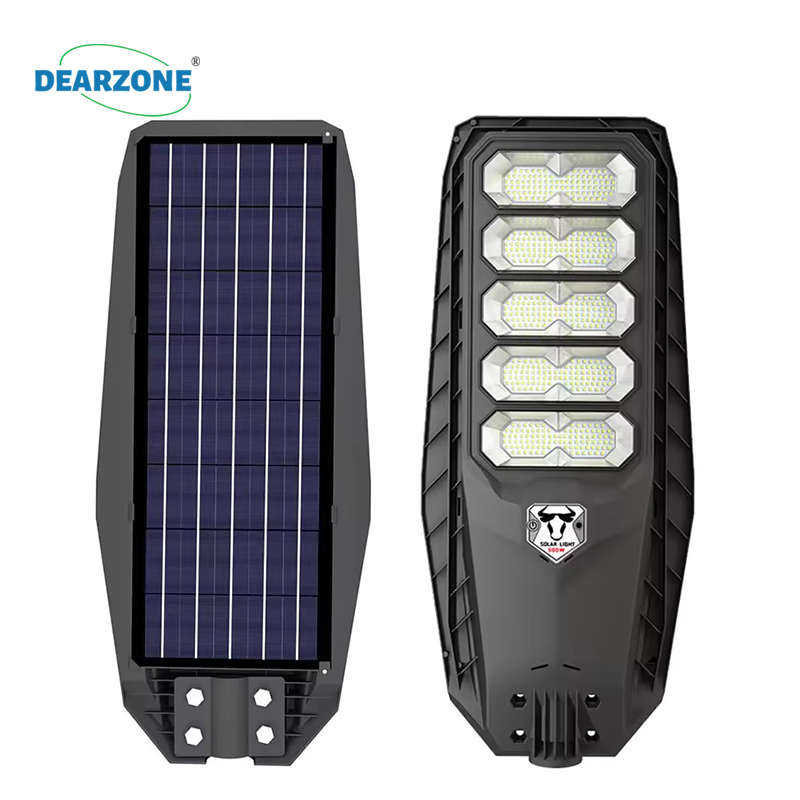 2024 Dearzone New design outdoor LED waterproof IP65 ABS all in one solar street light 300W 400W 500W 600W